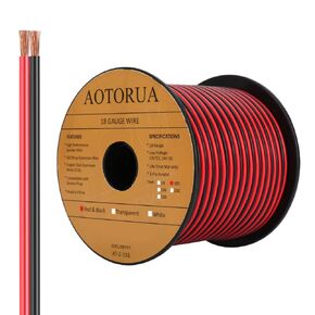 100FT 14/2 Gauge Red Black Cable Hookup Electrical Wire, 14AWG 2 Conductor 2 Color Flexible Parallel Zip Wire LED Strips Extension Cord 12V/24V DC Cable for LED Ribbon Lamp Tape Lighting