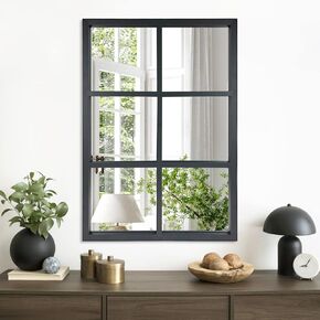 ironsmithn Wall Mirror Farmhouse Rectangular Window Mounted Decorative Long Hanging Decoration for Bathroom Vanity, Living Room or Bedroom