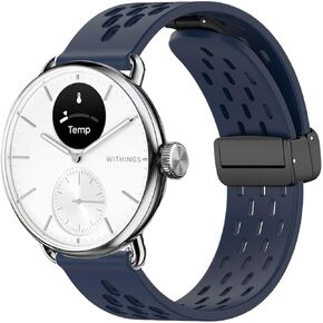 Compatible for Withings Smartwatch Bands, 18mm, 20mm Breathable Soft Silicone Magnetic Butterfly Clousure Sport Replacemet Accessory Strap for Women Man