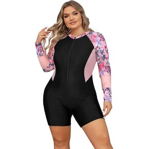 IDOPIP Plus Size One Piece Swimsuit for Women Tummy Control Bathing Suit Sun Protection UPF 50+ Rash Guard Surfing Swimwear