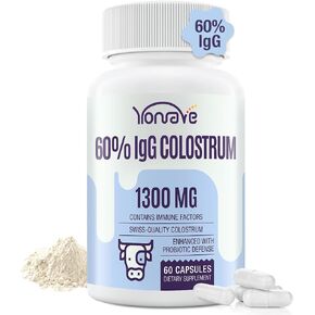 Bovine Colostrum Capsules Supplement 1300mg - Extra High 60% IgG Bovine Colostrum - Gut, Bone, Exercise, Immune - 120 Capsules