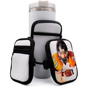10 Pack Sublimation Neoprene Water Bottle Pouch with Pocket, for 40oz Tumblers, IceFlow 20oz 30oz Gym Water Bottle Pouch with Strap
