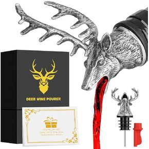 LKKCHER Deer Head Wine Bottle Pourer and Stopper Birthday Gifts Hunting Gifts for Hunters Men Dad Liquor Bottle Pourers Spout for Alcohol Spirits, Stag Gifts Wine Gifts, Bronze