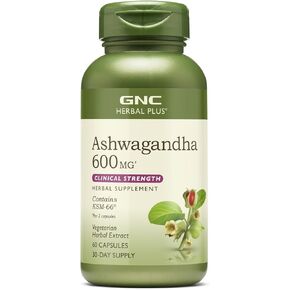 GNC Herbal Plus Ashwagandha 600mg, Stress Relief Support, 60 Capsules