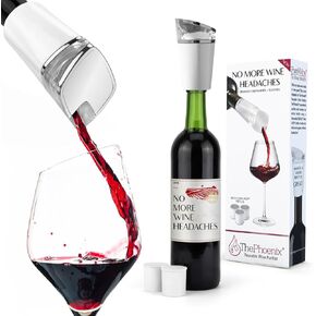 PureWine Phoenix Bio-Pods 8 عبوات قابلة لإعادة التعبئة لفلتر النبيذ - صديقة للبيئة، محمولة، قابلة لإعادة الاستخدام - مهوية النبيذ الهيستامين والكبريتيت ومنقي