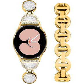 FitTurn Bling Bands for Garmin Approach S42 S40 S12 Watch, Quicksand Design Wristbands Strap with Bling Crystal Rhinestone Band Strap & Curved Metal Adapter for Forerunner 55 158 245 645 Music/Venu sq 2 Music/Galaxy Active 2