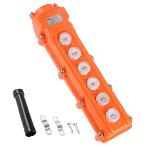 uxcell Hoist Crane Pendant Control Station Push Button Switch Up Down East West South North Six Ways