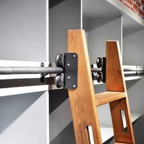 DIYHD 6.6FT Rolling Ladder Hardware Sliding Rail,Top Roller,Floor Wheel with Brake