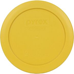 Pyrex 7200-PC 2 Cup Butter Yellow Round Plastic Food Storage Lids - 2 Pack Made in the USA