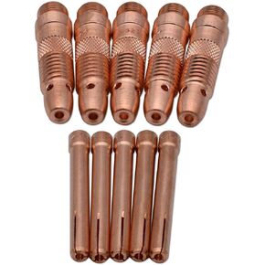 10Pcs Assorted Collet Body 10N30 10N31 10N32 10N28 406488 (0.040"-1/16"-3/32"-1/8"-5/32") & Collet 10N22 10N23 10N24 10N25 54N20 for TIG Welding Torch 17, 18 and 26
