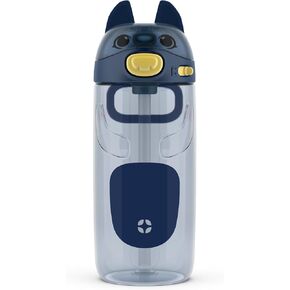 Ello Ellies 16oz Plastic Kids Water Bottle with Straw and Built-in Carrying Handle and Leak-Proof Locking Lid for School backpack, Lunchbox and Outdoor Sports