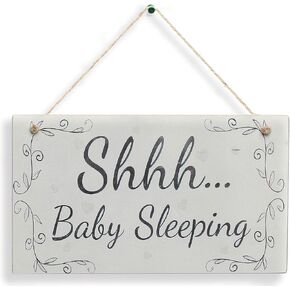 CAKIROTS Shhh Baby Sleeping-Baby Sleeping Sign Front Door Decor Newborn New Baby Gift Do Not Disturb Sign 10 x 6 inch