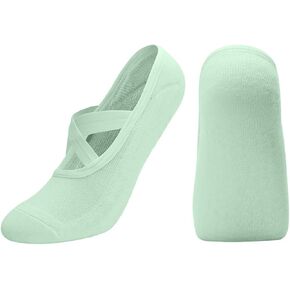 Cotton Yoga Socks with NON-SLIP GRIPS for Women - Yoga Meditation Pilates Barre Accessories - One Size Fits Most