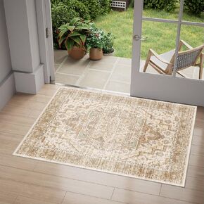 6x9 Area Rugs Bohemian 6 x 9 Stain-Resistant Washable Boho Rug Non Slip Low Pile Water Repellent soft Distressed for Living Room Bedroom cream