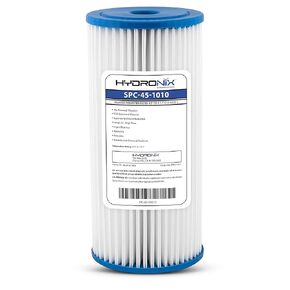 Hydronix SPC-45-1010 Universal Whole House Sediment Pleated Water Filter, Washable and Reusable, 4.5" x 10" - 10 Micron