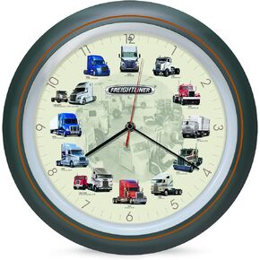 Mark Feldstein & Associates Freightliner Trucks Gunmetal Silver 13 inch Sound Hanging Wall Clock