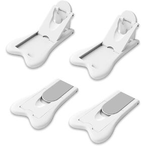 Maveek 4 Pack Child Safety Sliding Door Locks White Childproof Bathroom Patio Kitchen Shutters Closets Windows Sliding Door Lock, No Screws or Drills