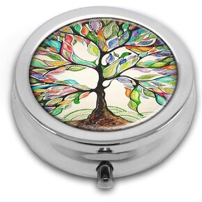 Pill Box of Pocket Purse 3 Compartment Medicine Holder Travel Pill Case Decorative Box Vitamin Pill Organizer Unique Gift Hummingbird