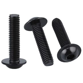 M6-1.0 x 35mm (25 pack) Flanged Button Head Socket Cap Screws Bolts, Stainless Steel 304 (18-8), Allen Hex Drive, UNC Coarse Thread, Black Coated