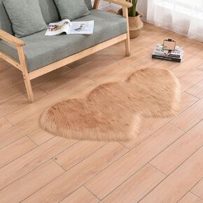 ABREEZE Dark Fluffy Rug, Heart Shape Rug, Heart Runner Rug, Non-Slip Runner Rug, Solid Color Carpet for Living Room Bedroom Home Decor 24"x47"
