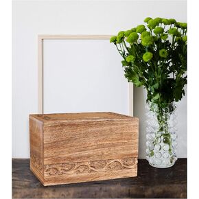 الجرار الخشبية المحفورة على شكل فراش لرماد الإنسان، بني داكن، الجرار التذكارية من الخشب الهندي الطبيعي للكلاب، الجرار الخشبية المصنوعة يدويًا، صندوق خشبي (كبير - 7 × 5 × 3.75 بوصة) in Kuwait