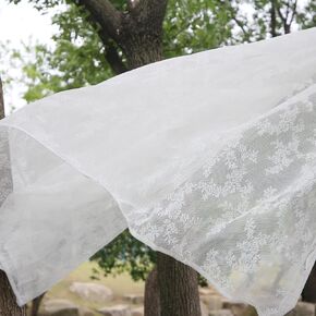 White Lace Sheer Curtains 78 inches Long 2 Panels Romantic Rose Floral Lace Panel Curtains Vintage Sheer Window Panels Drapes for Kitchen Bedroom Living Room, 59x78inch