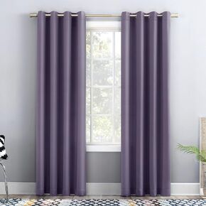 Sun Zero Barrow 2-Pack Energy Saving Grommet Curtain Panel Pair, 54" x 84, Lavender