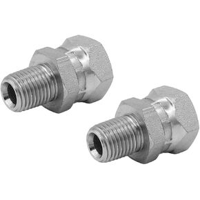 (2-PACK) 1404-04-06 Hydraulic Hose Adapter Fitting 1/4" Male (1/4"-18NPTF) × 3/8" Female Swivel (3/8"-18NPSM) SAE Straight Pipe Joints Tube Connector Carbon Steel