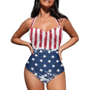Women One Piece Swimwear Halter Tummy Control Vintage Retro Swimsuit Ruched Push Up Bathing Suit Size S-XXL