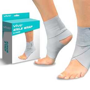Vive Ankle Wrap (2 Pack) - Strap Heel Brace Stabilizer For Sprained Foot - Breathable, Soft, Firm Compression Sport Sleeve For Swelling - Adjustable Nonslip Elastic Support For Tendonitis (Women, Men)