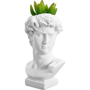 David Head Statue Vase Planter: Flower Vase Furniture Sculpture Holder Resin Head Cement Planter Flower Vase Makeup Pen Holder Home Decoration