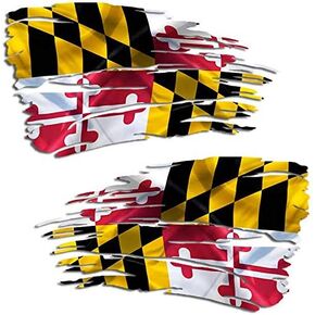 Maryland State Flag Tattered Decal Crab Vacation Racing MD Sticker