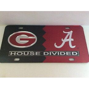 Georgia Bulldogs/ Alabama Crimson Tide House Divided Laser Cut License Plate Tag