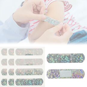 Glitter Adhesive Bandages for Teens - First Band Aids for Boy & Girl Wound Care, Sterile Individual Package, 100 Pcs
