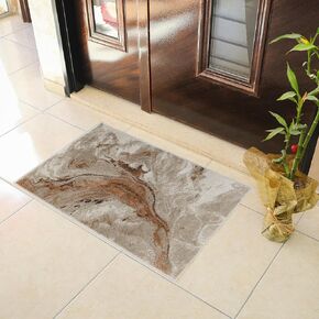 SUPERIOR Indoor Runner Rug, Jute Backing, Modern Watercolor Abstract, Floor Decor for Bedroom, Office, Living/Dining Room, Entry, Hallway, Hardwood Floors, Morwenna Collection, 2' 7" x 8', Beige