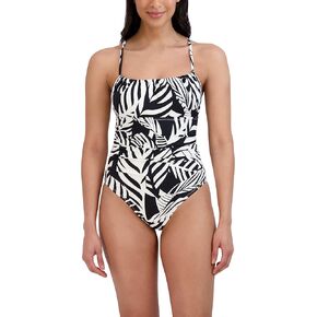 BCBGMAXAZRIA Women's Standard One Piece Swimsuit Adjustable Ruched Bodice Tummy Control Quick Dry Bathing Suit