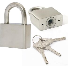 304 Stainless Steel Keyed Alike Marine Padlocks for Outdoor use, 1-9/16 inch Wide Body, Stainless Steel Body Long Shackle, Pack of 2