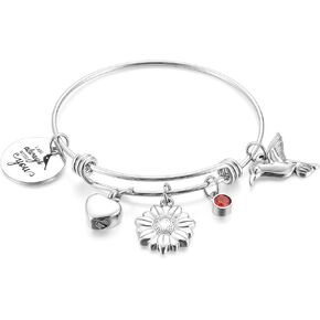 Urn Bracelet for Ashes with Heart Shaped Ashes Holder Stainless Steel Cremation Urn Bracelet with Angel Wing Butterfly or Cross Charms