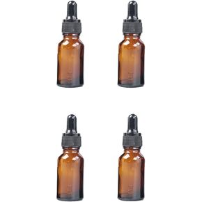 4 Amber Brown Glass Bottles With Glass Droppers For Storing Essential Oils,Perfume,Cosmetics And Aromatherapy Blends-10ML
