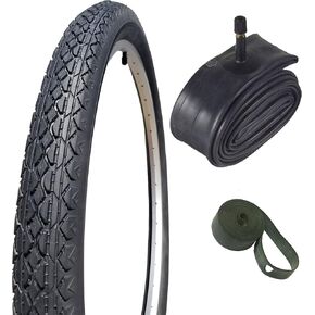 Bike Tire, 26" x 2.125" Cruiser V52 Tire (BLACK or WHITE Wall), Tube & Rim Strip Bundle - Package Deal