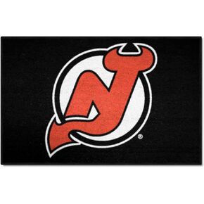 FANMATS 10416 New Jersey Devils Hockey Puck Shaped Rug - 27in. Diameter, Hockey Puck Design, Sports Fan Accent Rug
