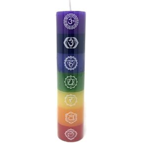 Vrinda® 7 in 1, 7 Chakra Unscented Candle, 7" x 1.5" - Aromatherapy Candle Set for Meditation, Yoga, and Relaxation - Hand-Poured Multi-Colored Candles – Pack of 7