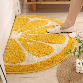 Cute Half Round Fruit Rug Home Decor Cozy Soft Half Circle Orange Slice Floor Mat for Kids Room Bedroom Kitchen Doorway Indoor Rug Non Slip Bath Mats for Bathroom Washable 20x31.5inch