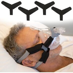 أغطية أشرطة Vive CPAP (4 عبوات، أسود) - غطاء قناع CPAP ناعم لإزالة علامات خط الخد الحمراء - غطاء حزام رأس CPAP لتقليل الضغط - واقي شعر CPAP ومنصات وسادة الوجه - لوازم CPAP in Kuwait