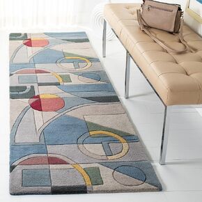 SAFAVIEH Rodeo Drive Collection Area Rug - 9'6" x 13'6", Beige & Multi, Handmade Mid-Century Modern Abstract Wool, Ideal for High Traffic Areas in Living Room, Bedroom (RD845A)