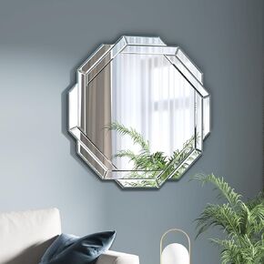 Bathroom Mirror 20"X28" Wall Mirror Decorative, Beveled Edge Frameless Mirror for Wall Octagonal Decorative Mirror Large Accent Mirror for Bathroom, Bedroom, Living Room and Enterway
