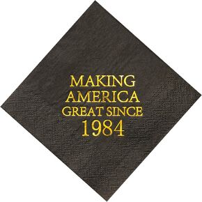 Crisky 40th Birthday Disposable Napkins Black and Gold Dessert Beverage Cocktail Cake Napkins 40th Birthday Decoration Party Supplies for Man Making Great Since 1984, 50 Pack 4.9"x4.9" Folded