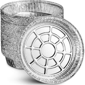 MontoPack 9" Round Aluminum Foil Pans | Disposable Containers with Straight Walls for Storing, Serving, Baking & Reheating | Freezer and Oven Safe, Recyclable, USA-Made | 50-Pack of Tins for Meal Prep