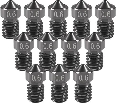 3D Printer Nozzle 0.6mm Hardened Steel Nozzle 0.6mm Extruder Print Head for 1.75mm Filament V5-V6 3D Printer Prusa I3 (12PCS) in Saudi Arabia
