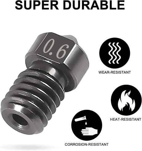 3D Printer Nozzle 0.6mm Hardened Steel Nozzle 0.6mm Extruder Print Head for 1.75mm Filament V5-V6 3D Printer Prusa I3 (12PCS) in Saudi Arabia